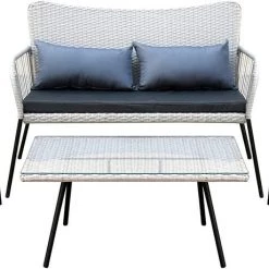 Serenelife Lawn & Garden Patio Outdoor Rattan Furniture Set 4-Piece SL4PCGR51