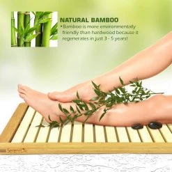 SereneLife Home & Lighting Natural Bamboo Shower Mat SLFBMT10