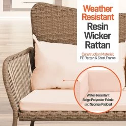 Serenelife Patio Outdoor Rattan Furniture Set 4-Piece SL4PCBG50