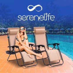 Serenelife Adjustable Zero Gravity Chair Set SLZGHCRM56