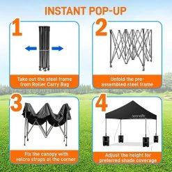 SereneLife Pop Up Canopy Tent Sports & Outdoors
