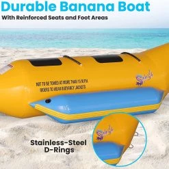 Serenelife Inflatable Banana Boat With Storage Bag 2 Person SLBBFL2