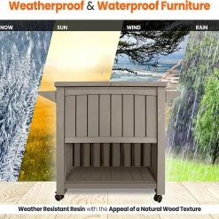 Serenelife Patio Kitchen Cart For Outdoor Use SLSVCT90