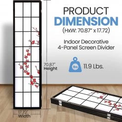 Serenelife Home & Lighting 4-Panel Room Divider SLRDFL7
