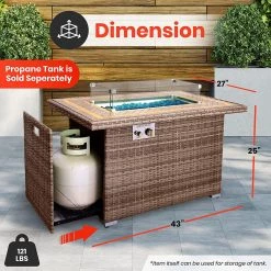 Serenelife Propane Gas Fire Pit SLFPTIL49