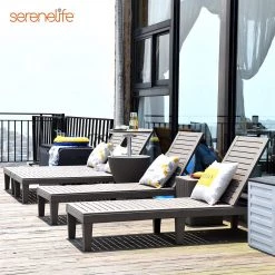 Serenelife Adjustable Outdoor Patio Chaise Lounge SLLOUNG70 Lawn & Garden