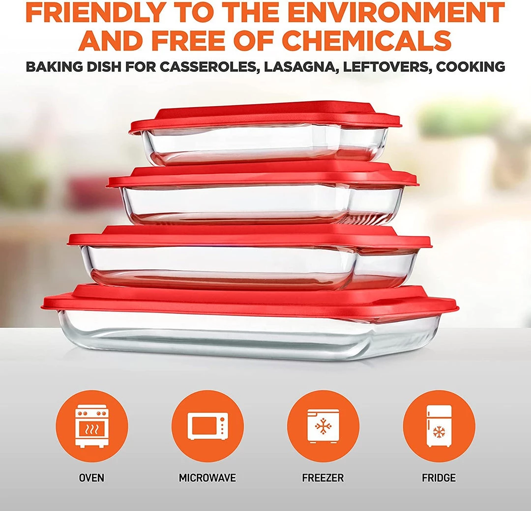 Serenelife Home & Lighting High Borosilicate Glass Bakeware Set 13 Serenelife Home & Lighting High Borosilicate Glass Bakeware Set