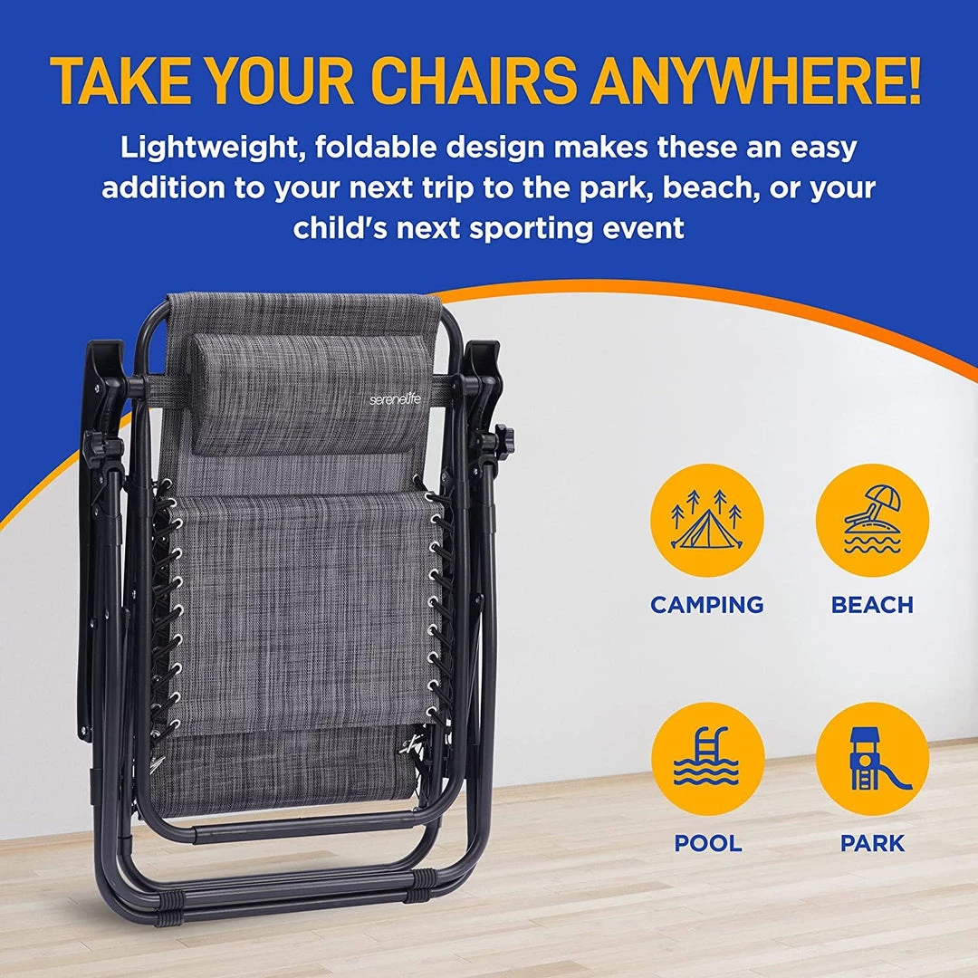 Serenelife Camping & Outdoor Adjustable Zero Gravity Chair Set SLZGHTBGY32 5 Serenelife Camping & Outdoor Adjustable Zero Gravity Chair Set SLZGHTBGY32