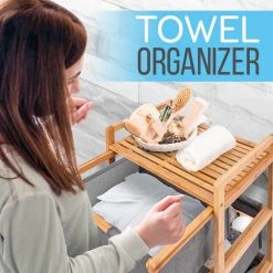 Serenelife Home & Lighting Bamboo Shelf With Storage Hamper SLHMPSHF33