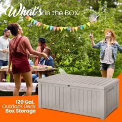 Serenelife Deck Storage Box 120 Gallon SLSTBX60 Home & Lighting