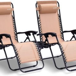 Serenelife Adjustable Zero Gravity Chair Set SLZGHCRM56