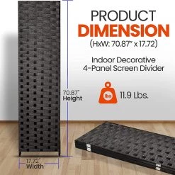 Serenelife 4-Panel Room Divider SLRDX48 Home & Lighting