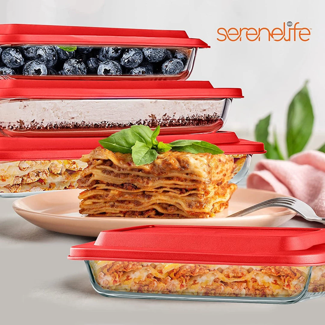 Serenelife Home & Lighting High Borosilicate Glass Bakeware Set 14 Serenelife Home & Lighting High Borosilicate Glass Bakeware Set
