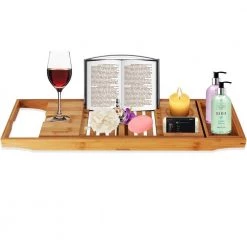 SereneLife Luxury Bamboo Bathtub Caddy Tray SLBCAD20 Home & Lighting