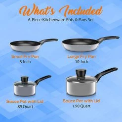 Serenelife Home & Lighting Home Kitchen Cookware 6-Piece Set