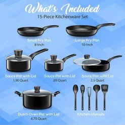 Serenelife Home & Lighting Home Kitchen Cookware 15-Piece Set