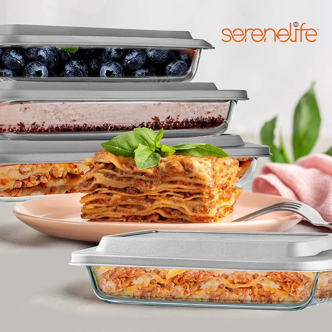 Serenelife Home & Lighting High Borosilicate Glass Bakeware Set 7 Serenelife Home & Lighting High Borosilicate Glass Bakeware Set