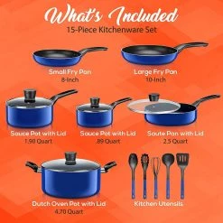 Serenelife Home & Lighting Home Kitchen Cookware 15-Piece Set