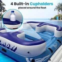 Serenelife Sports & Outdoors Inflatable Floating Island Lounge 4 Seater SLINFL400