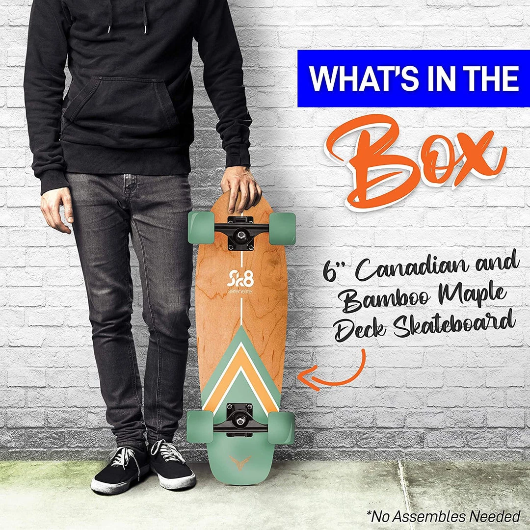 Serenelife Sports & Outdoors Canadian Maple Deck Skateboard 6" 8 Serenelife Sports & Outdoors Canadian Maple Deck Skateboard 6"