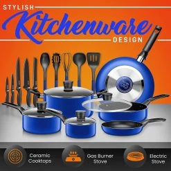 Serenelife Home Kitchen Cookware 20-Piece Set Home & Lighting