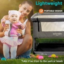 Serenelife Portable Crib For Newborn Baby SLBBG10