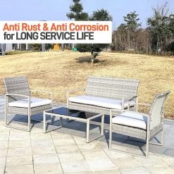 Serenelife Patio Outdoor Rattan Furniture Set 4-Piece SL4PCBR53