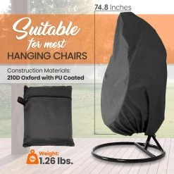 Serenelife Patio Hanging Egg Chair Cover SLEGCOVER
