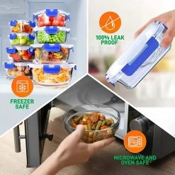 Serenelife Home & Lighting 24-Piece Glass Food Storage Containers SLGL24BL