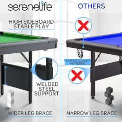 Serenelife Portable Pool Table SLPLTB76 Sports & Outdoors