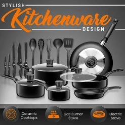Serenelife Home Kitchen Cookware 20-Piece Set Home & Lighting