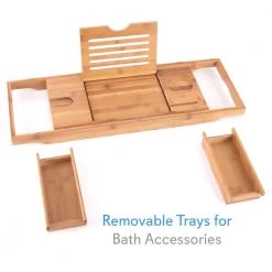 SereneLife Home & Lighting Natural Bamboo Bathtub Caddy SLBCAD50